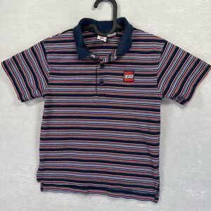 Lego Wear Boys Polo Shirt 5/6 Embroidered Logo Blue red Textured